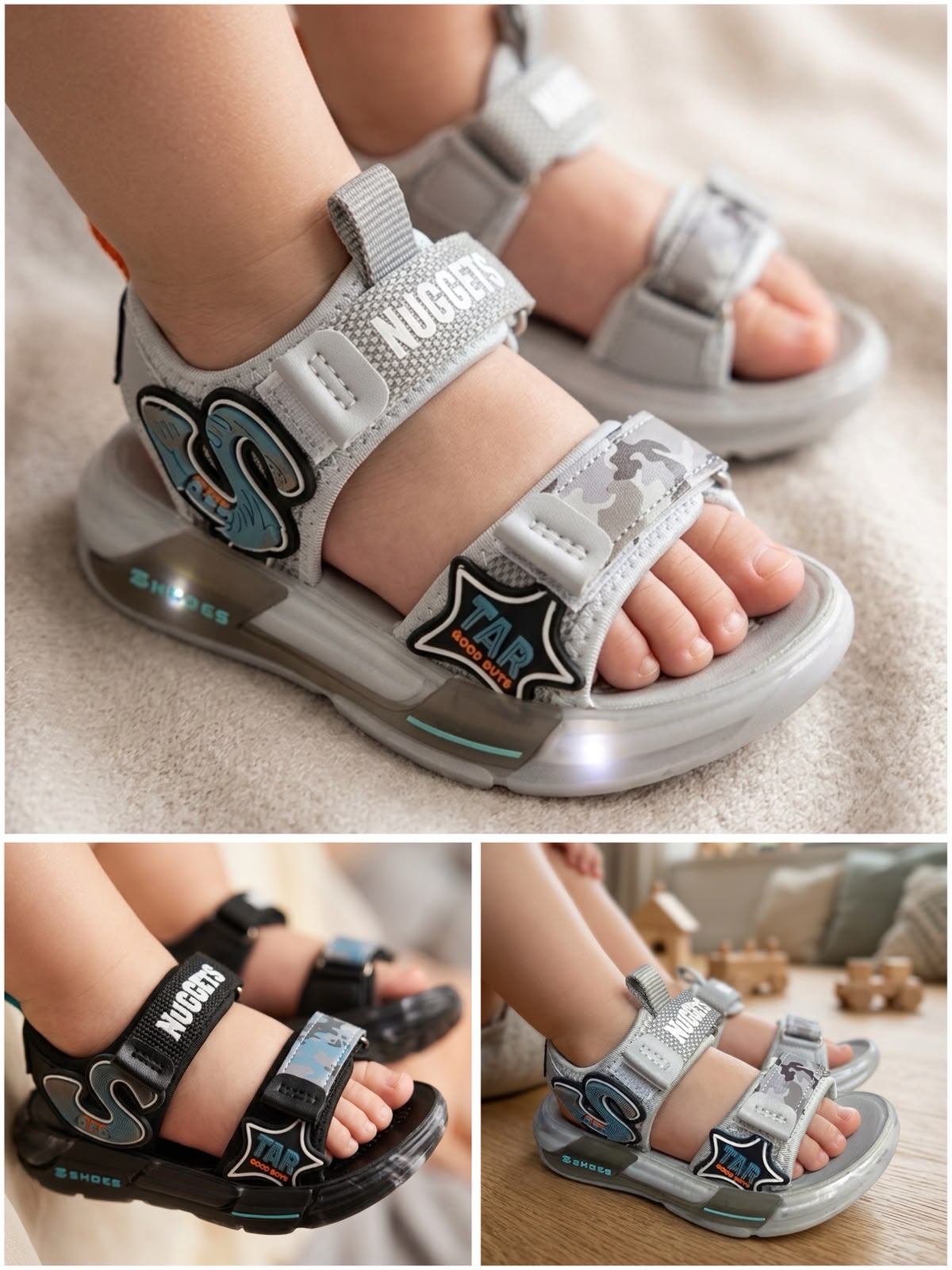 Dino-Camo Light-Up Sandals