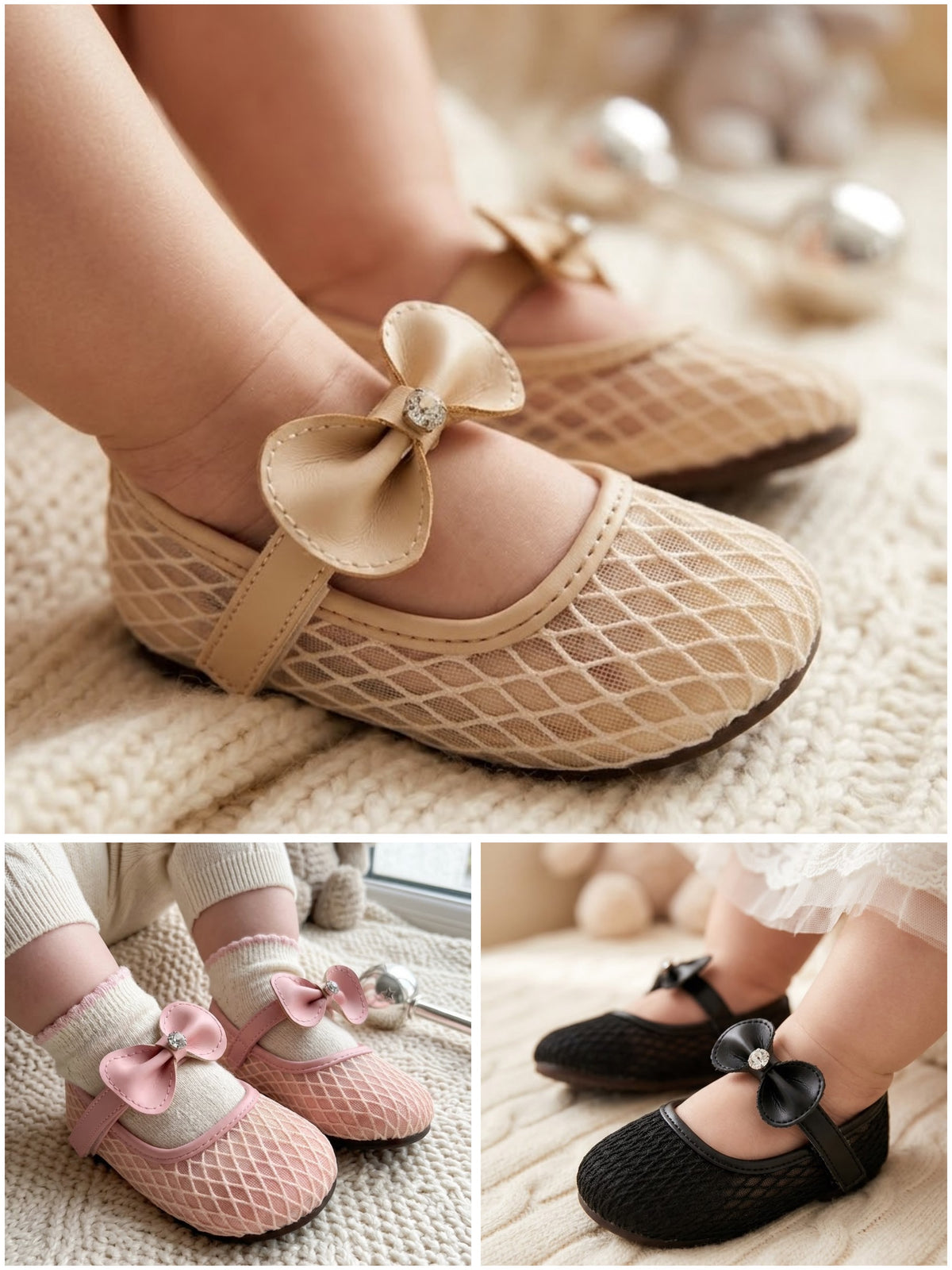 Sparkle Bow Mesh Pumps